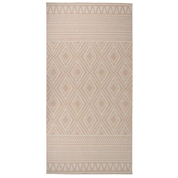 ARDEBO.de - Outdoor-Teppich Flachgewebe 100x200 cm Braun Gestreift