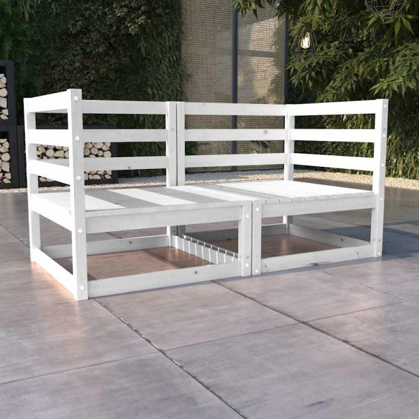 ARDEBO.de - Gartensofa 2-Sitzer Weiß Massivholz Kiefer