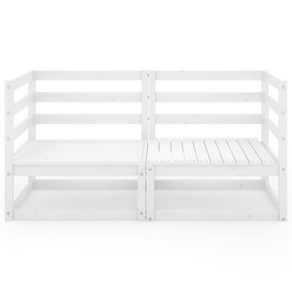 Gartensofa 2-Sitzer Weiß Massivholz Kiefer