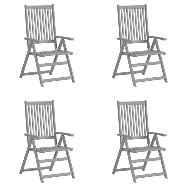 ARDEBO.de - Verstellbare Gartenstühle 4 Stk. Grau Massivholz Akazie
