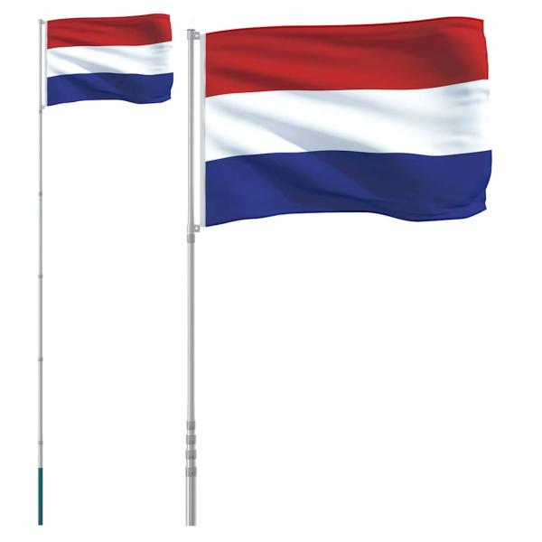 Niederländische Flagge mit Mast 5,5 m Aluminium