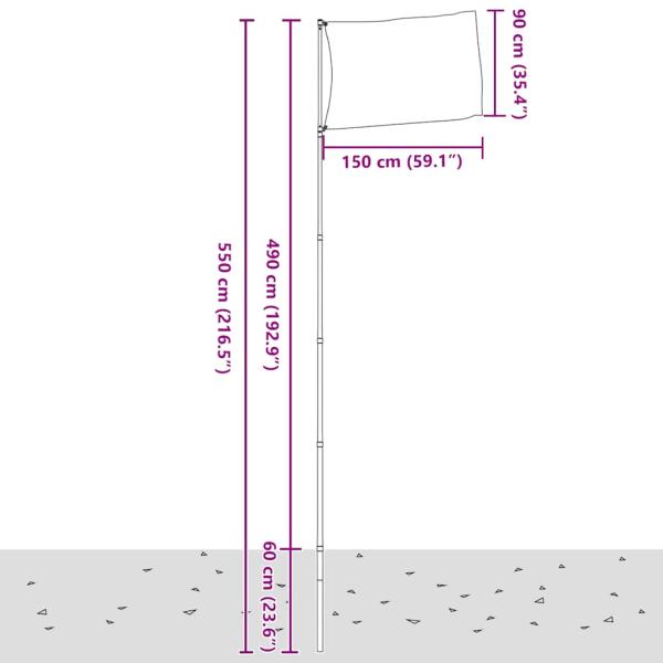 Niederländische Flagge mit Mast 5,5 m Aluminium