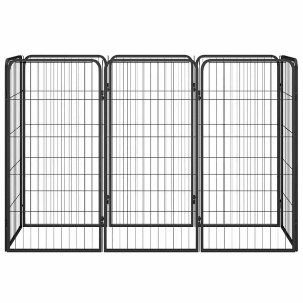 8-tlg. Hundelaufstall Schwarz 50x100 cm Stahl Pulverbeschichtet