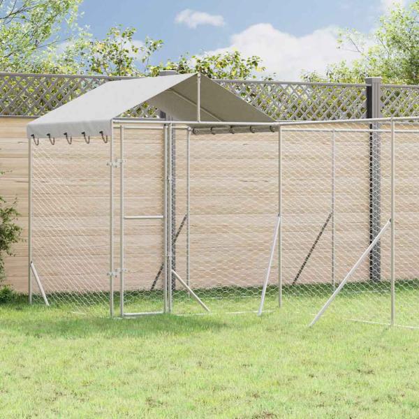 ARDEBO.de - Outdoor-Hundezwinger mit Dach Silbern 10x6x2,5 m Stahl Verzinkt
