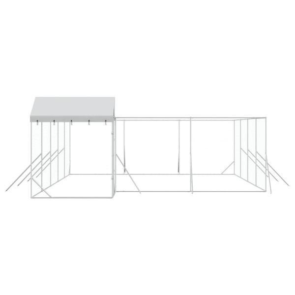 Outdoor-Hundezwinger mit Dach Silbern 10x6x2,5 m Stahl Verzinkt