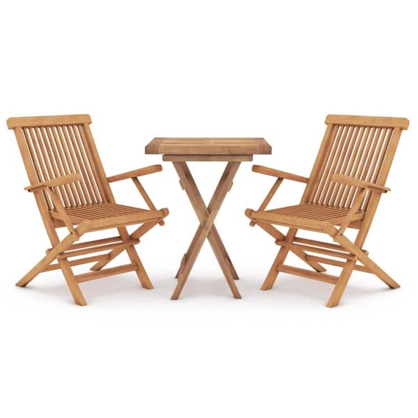 3-tlg. Garten-Essgruppe Massivholz Teak
