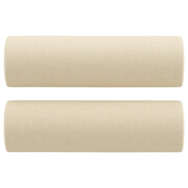 2-tlg. Sofagarnitur mit Kissen Creme Stoff