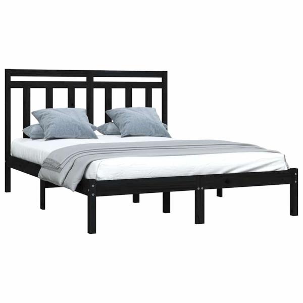 Massivholzbett Schwarz 140x190 cm