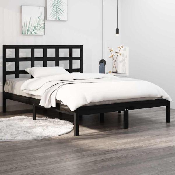 ARDEBO.de - Massivholzbett Schwarz 140x190 cm