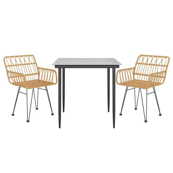 3-tlg. Garten-Essgruppe Poly Rattan