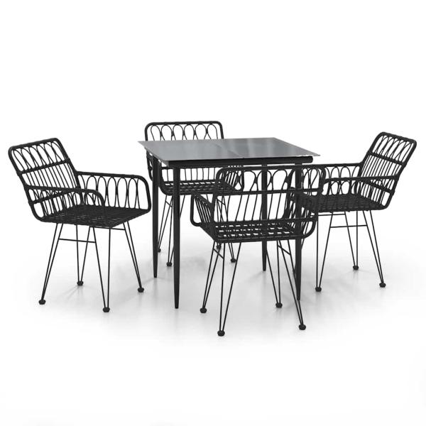 5-tlg. Garten-Essgruppe Schwarz Poly Rattan