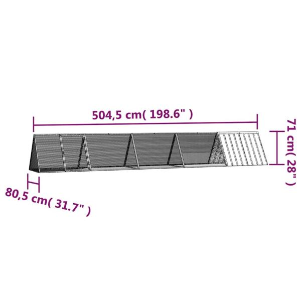 Kaninchenkäfig Anthrazit 504,5x80,5x71 cm Verzinkter Stahl