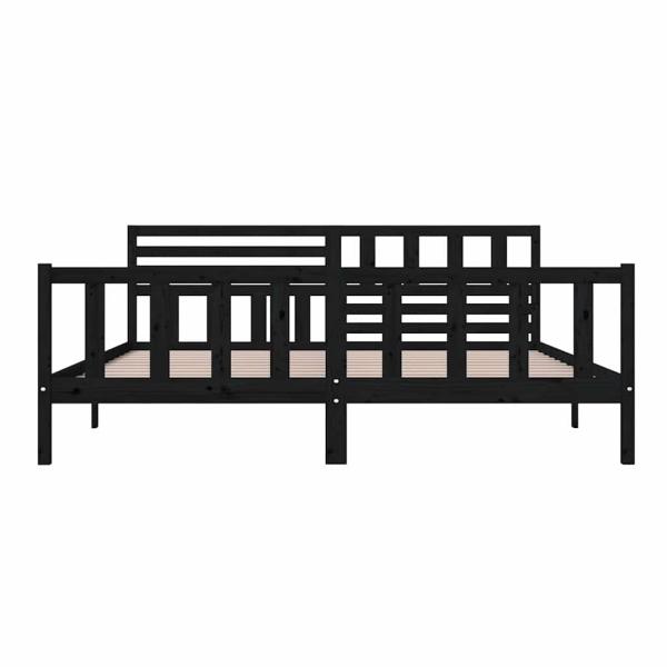 Massivholzbett Schwarz 200x200 cm