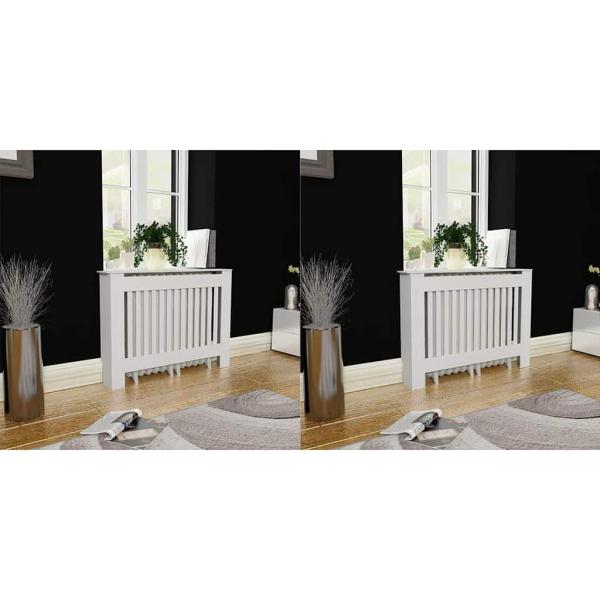 ARDEBO.de - Heizkörperabdeckung 2 Stk. Weiß Holzwerkstoff 112 cm