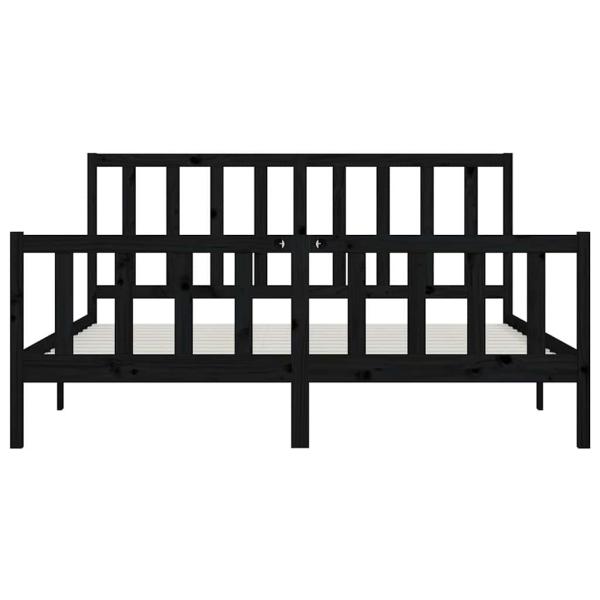 Massivholzbett Schwarz 200x200 cm