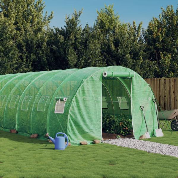 ARDEBO.de - Gewächshaus mit Stahlrahmen Grün 30 m² 10x3x2 m