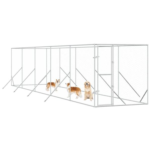Outdoor-Hundezwinger Silbern 2x10x2 m Verzinkter Stahl