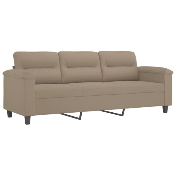 4-tlg. Sofagarnitur mit Kissen Taupe Mikrofasergewebe