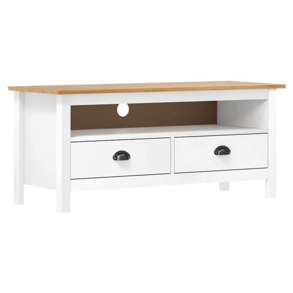 ARDEBO.de - TV-Schrank Hill Weiß 110x40x47 cm Massivholz Kiefer