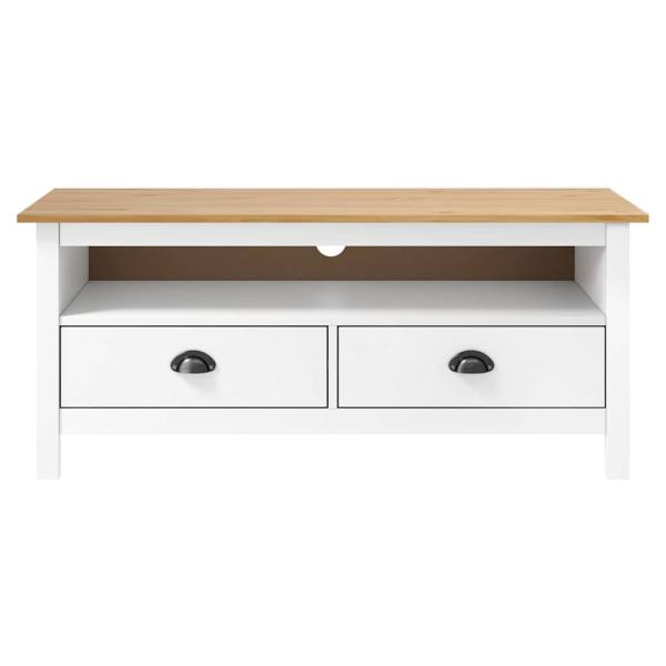 TV-Schrank Hill Weiß 110x40x47 cm Massivholz Kiefer