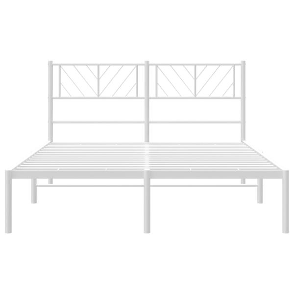 Bettgestell mit Kopfteil Metall Weiß 140x200 cm