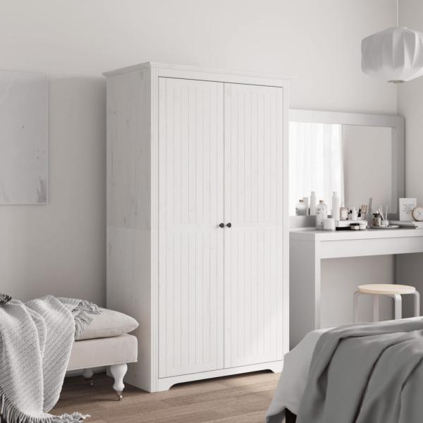 ARDEBO.de - Kleiderschrank BODO Weiß 99x53,5x173 cm Massivholz Kiefer