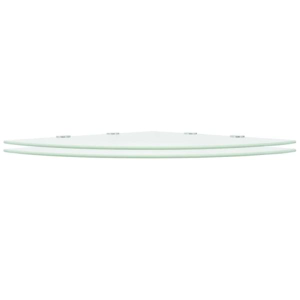 Eckregale 2 Stk. mit verchromten Halterungen Glas Weiß 45x45cm