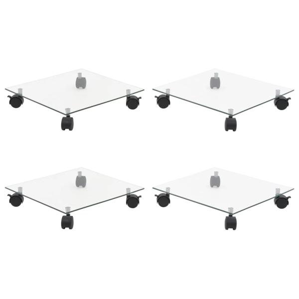 ARDEBO.de - Pflanzenroller 4 Stk. 35x35 cm Hartglas Quadratisch