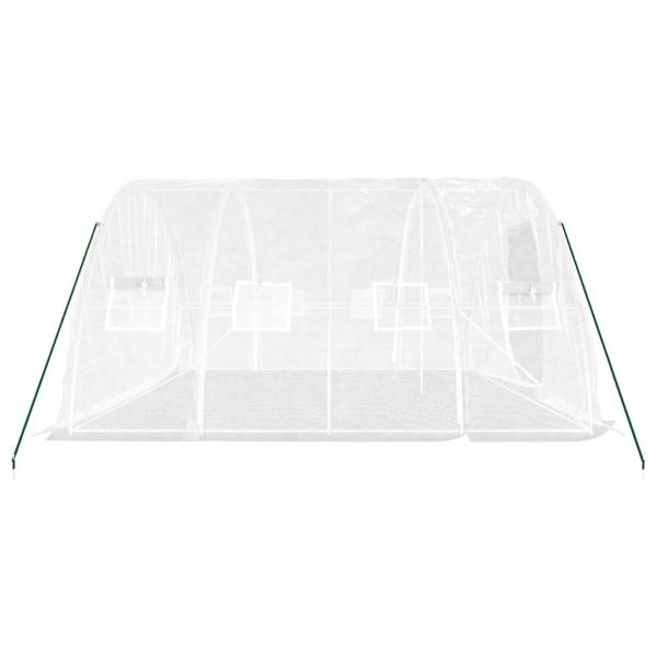 Gewächshaus mit Stahlrahmen Weiß 20 m² 5x4x2,3 m