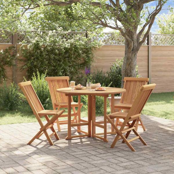 ARDEBO.de - 5-tlg. Garten-Essgruppe Klappbar Massivholz Teak