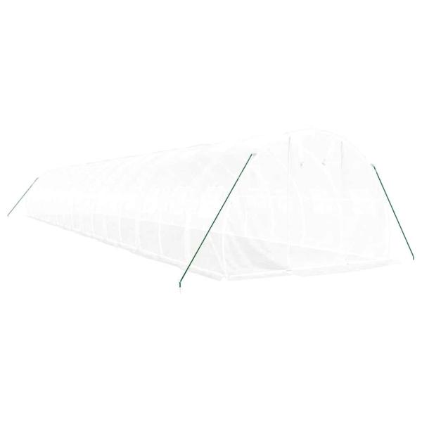Gewächshaus mit Stahlrahmen Weiß 48 m² 16x3x2 m