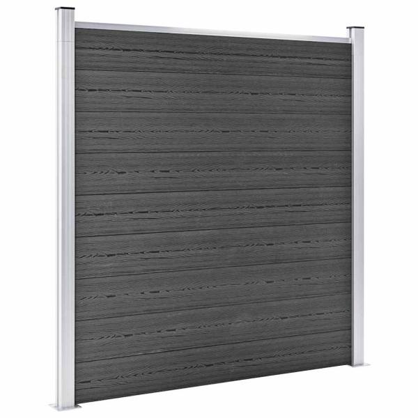 Zaunelement Set WPC 1657x(105-186) cm Schwarz