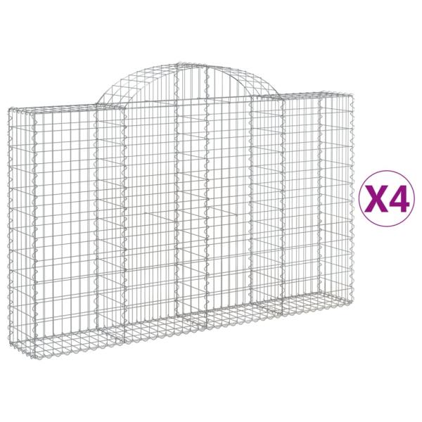 Gabionen mit Hochbogen 4 Stk. 200x30x120/140cm Verzinktes Eisen