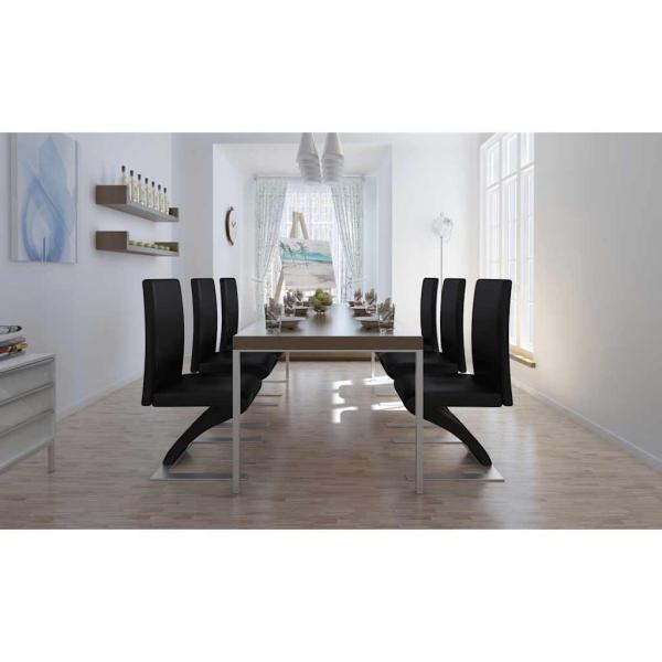 Esszimmerstühle 6 Stk. Schwarz Kunstleder