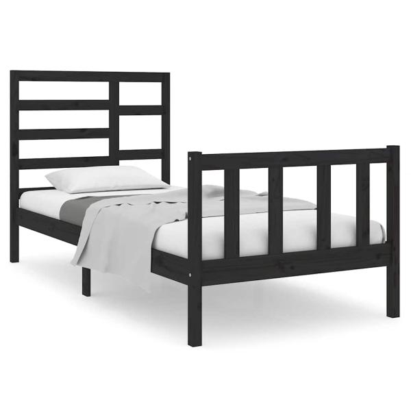 Massivholzbett ohne Matratze Schwarz 75x190 cm