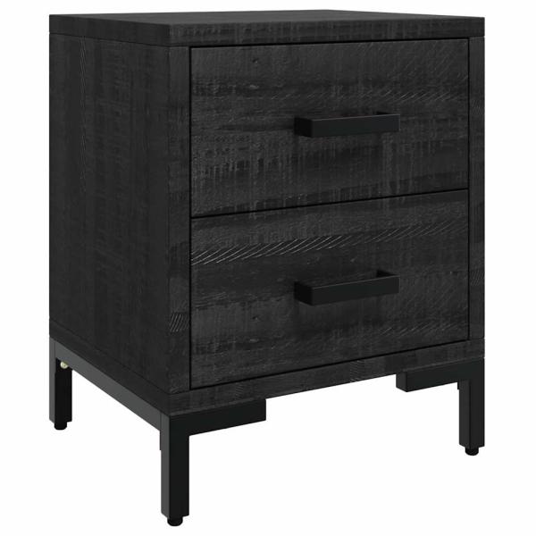 Nachttische 2 Stk. Schwarz 36x30x45 cm Massivholz Kiefer