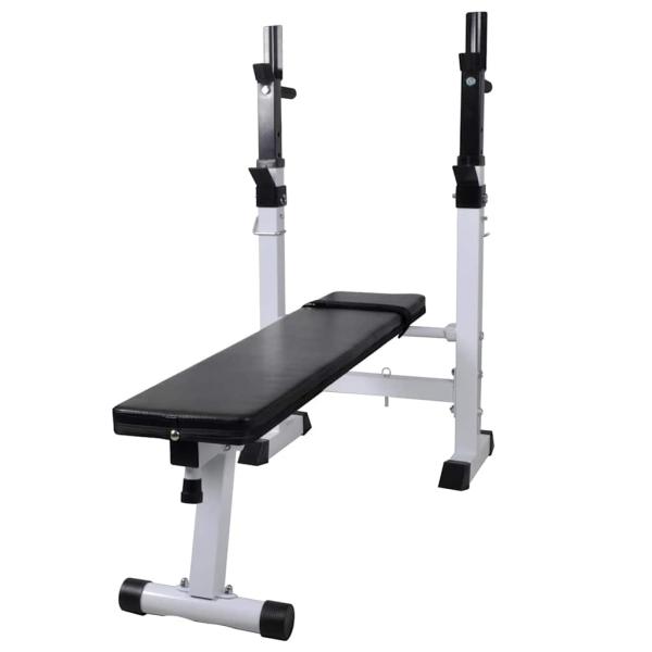 Hantelbank mit Ablage, Langhantel und Kurzhantel-Set 90 kg