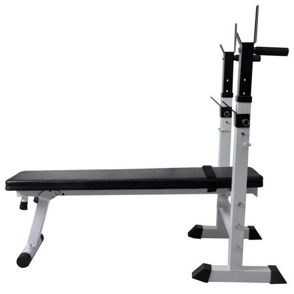 Hantelbank mit Ablage, Langhantel und Kurzhantel-Set 90 kg