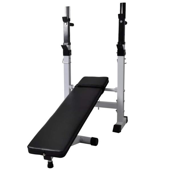 Hantelbank mit Ablage, Langhantel und Kurzhantel-Set 90 kg