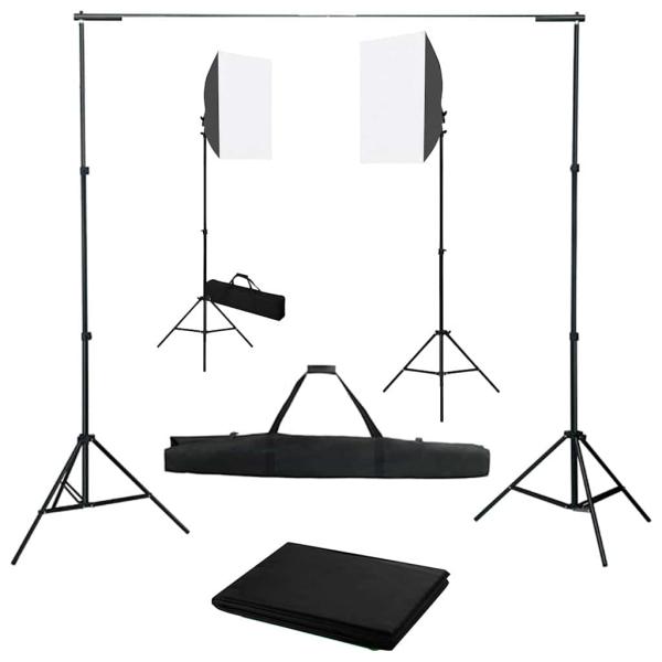 ARDEBO.de - Fotostudio-Set mit Softboxen und Hintergrundsystem