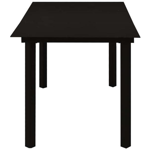 7-tlg. Garten-Essgruppe Schwarz Glas und Stahl