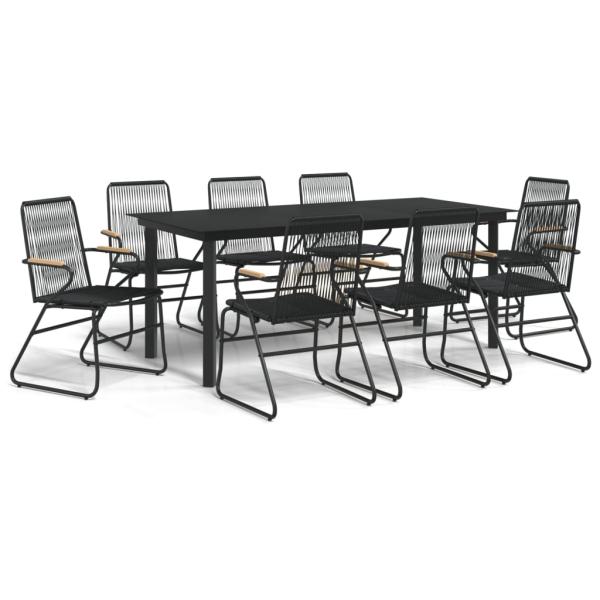 9-tlg. Garten-Essgruppe Schwarz PVC Rattan