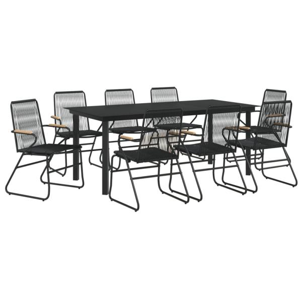 9-tlg. Garten-Essgruppe Schwarz PVC Rattan