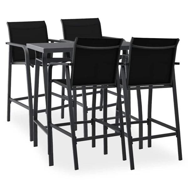 ARDEBO.de - 5-tlg. Gartenbar-Set Schwarz