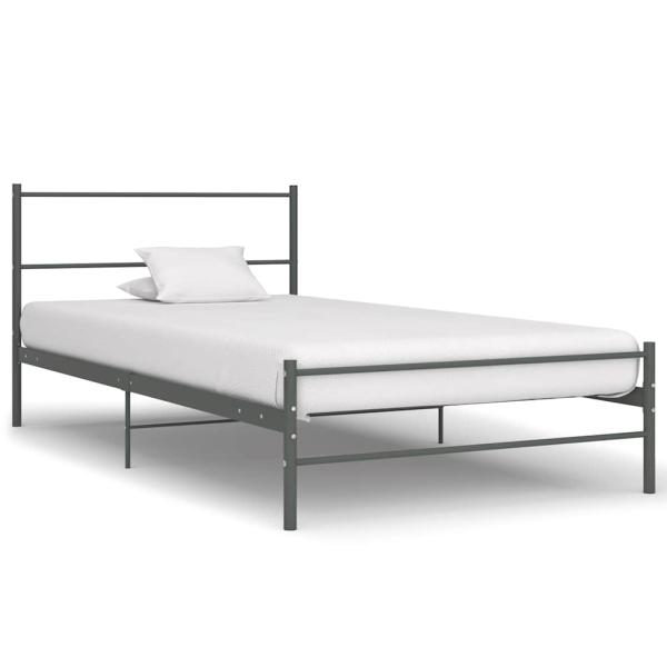 ARDEBO.de - Bettgestell Grau Metall 90×200 cm