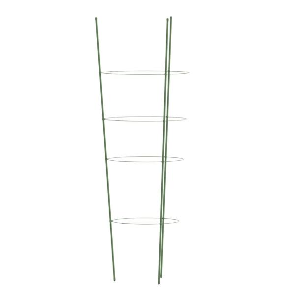 Pflanzenstützen mit 4 Ringen 5 Stk. Grün 90 cm Stahl