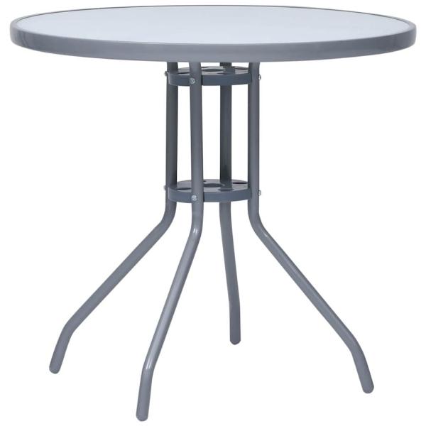 ARDEBO.de - Gartentisch Hellgrau 80 cm Stahl und Glas