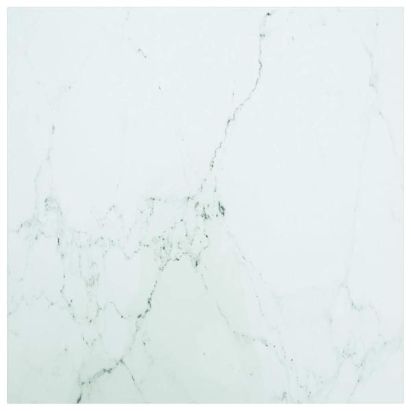 ARDEBO.de - Tischplatte Weiß 60x60 cm 6 mm Hartglas in Marmoroptik