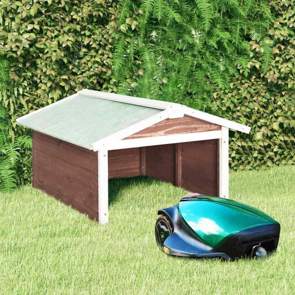 ARDEBO.de - Roboter-Rasenmäher Garage 72x87x50 cm Mocca Weiß Tannenholz
