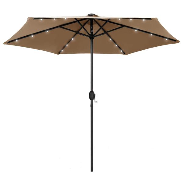 ARDEBO.de - Sonnenschirm mit LED-Beleuchtung und Alu-Mast 270 cm Taupe